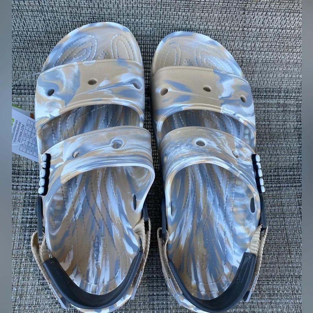 Crocs Classic All-Terrain Sandal Chai/Multi Marbled Tie-Dye Men's Size 15